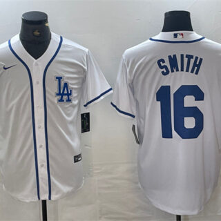 Men's Los Angeles Dodgers #16 Will Smith White Cool Base Stitched Baseball Jersey