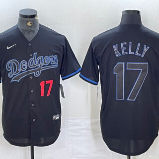 Men's Los Angeles Dodgers #17 Shohei Ohtani Black Cool Base Stitched Baseball Jersey