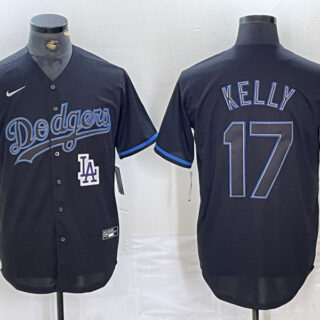 Men's Los Angeles Dodgers #17 Shohei Ohtani Black Cool Base Stitched Baseball Jersey