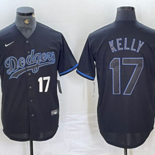 Men's Los Angeles Dodgers #17 Shohei Ohtani Black Cool Base Stitched Baseball Jersey