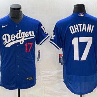 Men's Los Angeles Dodgers #17 Shohei Ohtani Blue Flex Base Stitched Baseball Jersey