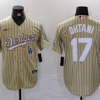 Men's Los Angeles Dodgers #17 Shohei Ohtani Cream Cool Base Stitched Jerseys