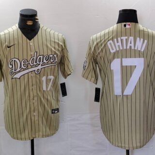Men's Los Angeles Dodgers #17 Shohei Ohtani Cream Cool Base Stitched Jerseys