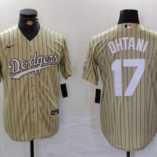 Men's Los Angeles Dodgers #17 Shohei Ohtani Cream Cool Base Stitched Jersey