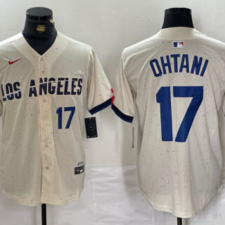 Men's Los Angeles Dodgers #17 Shohei Ohtani Cream Stitched Baseball Jerseys