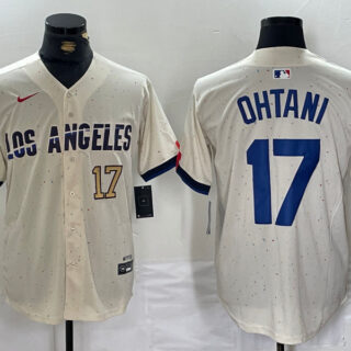 Men's Los Angeles Dodgers #17 Shohei Ohtani Cream Stitched Baseball Jerseys
