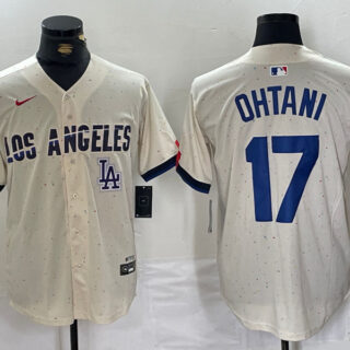 Men's Los Angeles Dodgers #17 Shohei Ohtani Cream Stitched Baseball Jerseys