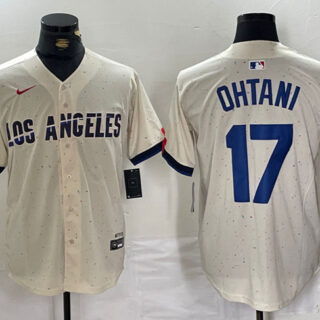 Men's Los Angeles Dodgers #17 Shohei Ohtani Cream Stitched Baseball Jersey
