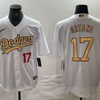 Men's Los Angeles Dodgers #17 Shohei Ohtani Number White 2022 All Star Stitched Cool Base Nike Jersey
