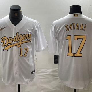 Men's Los Angeles Dodgers #17 Shohei Ohtani Number White 2022 All Star Stitched Cool Base Nike Jerseys