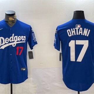 Men's Los Angeles Dodgers #17 Shohei Ohtani Royal 2024 World Series Champions With Fernando Memorial Patch Alternate Limited Stitched Baseball Jersey