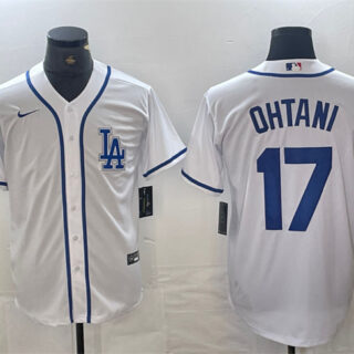 Men's Los Angeles Dodgers #17 Shohei Ohtani White Cool Base Stitched Baseball Jersey