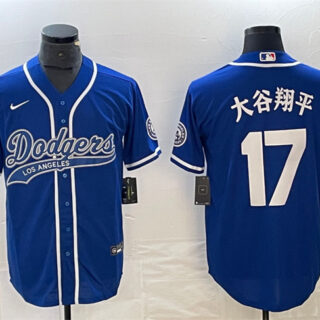 Men's Los Angeles Dodgers #17 u5927u8c37u7fd4u5e73 Blue Cool Base With Patch Stitched Baseball Jersey