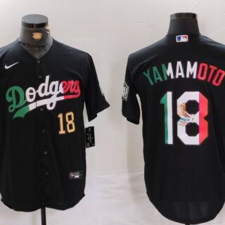 Men's Los Angeles Dodgers #18 Yoshinobu Yamamoto Black Mexico Cool Base Stitched Baseball Jerseys