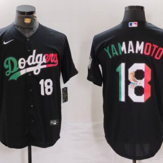 Men's Los Angeles Dodgers #18 Yoshinobu Yamamoto Black Mexico Cool Base Stitched Baseball Jerseys