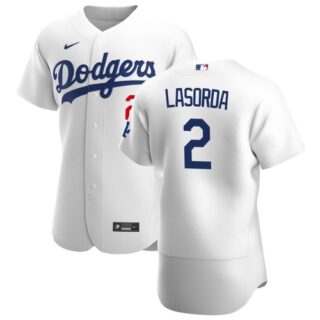 Men's Los Angeles Dodgers #2 Tommy Lasorda White Stitched Jersey