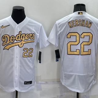 Men's Los Angeles Dodgers #22 Clayton Kershaw 2022 All-Star White Flex Base Stitched Baseball Jersey