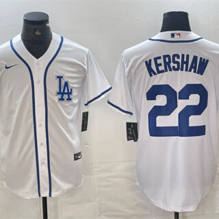 Men's Los Angeles Dodgers #22 Clayton Kershaw White Cool Base Stitched Baseball Jersey