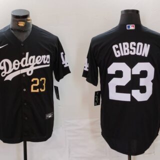 Men's Los Angeles Dodgers #23 Kirk Gibson Black Cool Base Stitched Baseball Jerseys