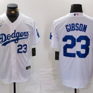 Men's Los Angeles Dodgers #23 Kirk Gibson White Cool Base Stitched Baseball Jerseys