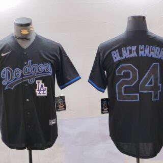Men's Los Angeles Dodgers #24 'Black Mamba' Black Cool Base Stitched Baseball Jerseys