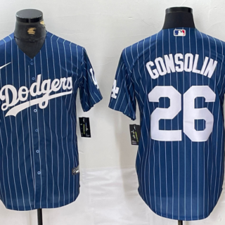 Men's Los Angeles Dodgers #26 Tony Gonsolin Blue Cool Base Stitched Baseball Jersey