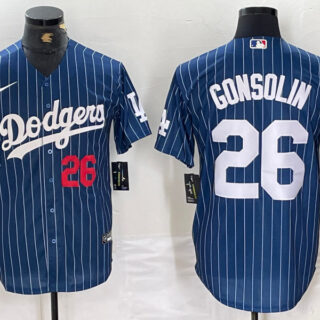 Men's Los Angeles Dodgers #26 Tony Gonsolin Blue Cool Base Stitched Baseball Jersey