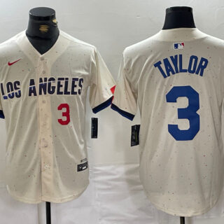 Men's Los Angeles Dodgers #3 Chris Taylor Cream Stitched Baseball Jerseys