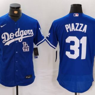 Men's Los Angeles Dodgers #31 Mike Piazza Blue Flex Base Stitched Baseball Jerseys