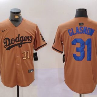 Men's Los Angeles Dodgers #31 Tyler Glasnow Brown Cool Base Stitched Baseball Jerseys