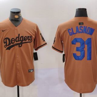 Men's Los Angeles Dodgers #31 Tyler Glasnow Brown Cool Base Stitched Baseball Jerseys
