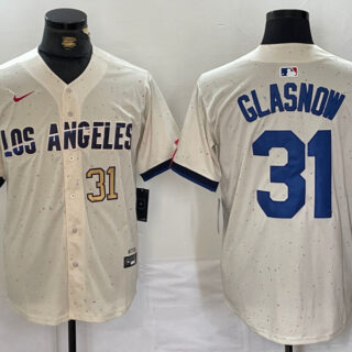 Men's Los Angeles Dodgers #31 Tyler Glasnow Cream Stitched Baseball Jerseys