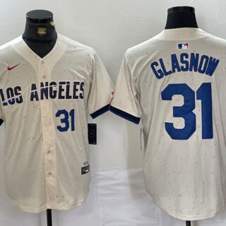 Men's Los Angeles Dodgers #31 Tyler Glasnow Cream Stitched Baseball Jerseys