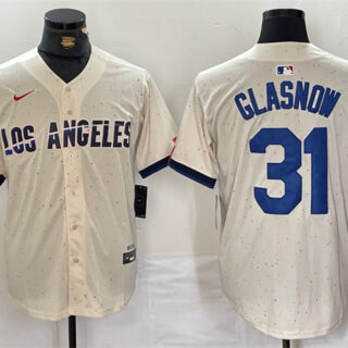 Men's Los Angeles Dodgers #31 Tyler Glasnow Cream Stitched Baseball Jersey