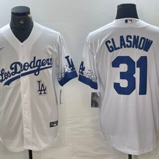 Men's Los Angeles Dodgers #31 Tyler Glasnow White City Connect Cool Base Stitched Baseball Jersey