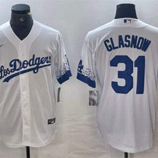 Men's Los Angeles Dodgers #31 Tyler Glasnow White City Connect Cool Base Stitched Baseball Jersey