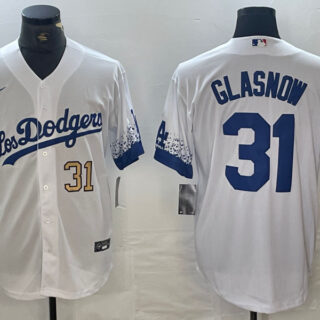 Men's Los Angeles Dodgers #31 Tyler Glasnow White City Connect Cool Base Stitched Baseball Jersey