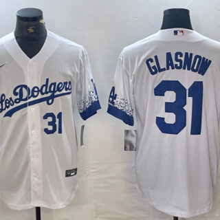 Men's Los Angeles Dodgers #31 Tyler Glasnow White City Connect Cool Base Stitched Baseball Jersey