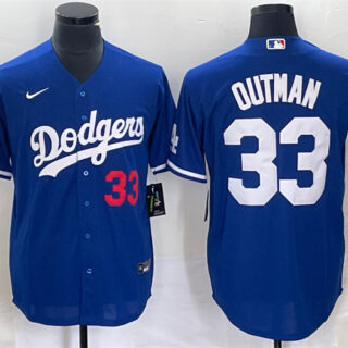 Men's Los Angeles Dodgers #33 James Outman Royal Cool Base Stitched Baseball Jersey
