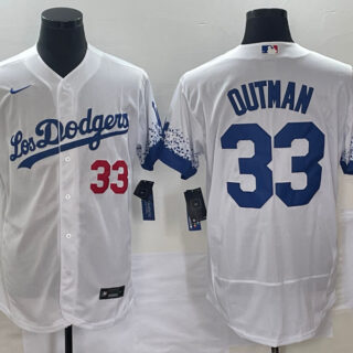 Men's Los Angeles Dodgers #33 James Outman White City Connect Flex Base Stitched Baseball Jersey