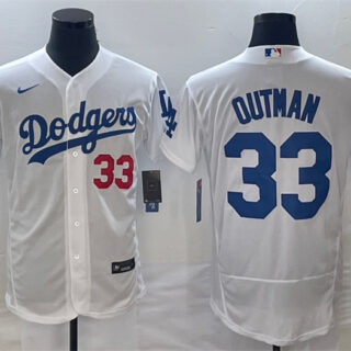 Men's Los Angeles Dodgers #33 James Outman White Flex Base Stitched Baseball Jersey