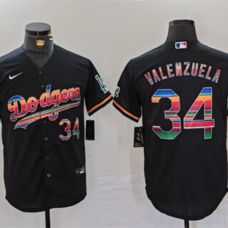 Men's Los Angeles Dodgers #34 Fernando Valenzuela Black Mexico Cool Base Stitched Baseball Jersey