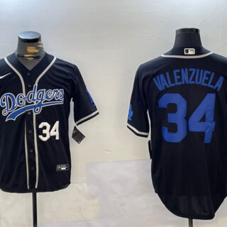 Men's Los Angeles Dodgers #34 Toro Valenzuela Black 2024 World Series Cool Base Stitched Baseball Jerseys
