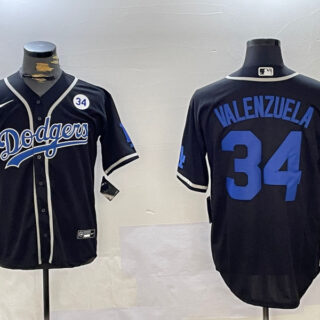 Men's Los Angeles Dodgers #34 Toro Valenzuela Black 2024 World Series Cool Base Stitched Baseball Jerseys