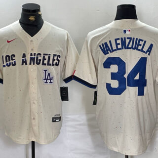 Men's Los Angeles Dodgers #34 Toro Valenzuela Cream Stitched Baseball Jerseys