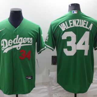 Men's Los Angeles Dodgers #34 Toro Valenzuela Green Stitched Baseball Jersey