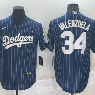 Men's Los Angeles Dodgers #34 Toro Valenzuela Navy Cool Base Stitched Baseball Jersey