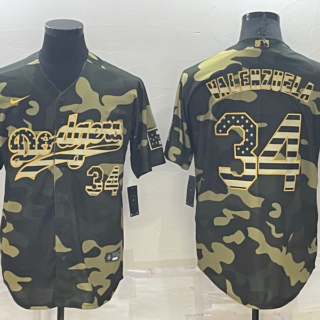 Men's Los Angeles Dodgers #34 Toro Valenzuela Olive Cool Base Stitched Baseball Jersey