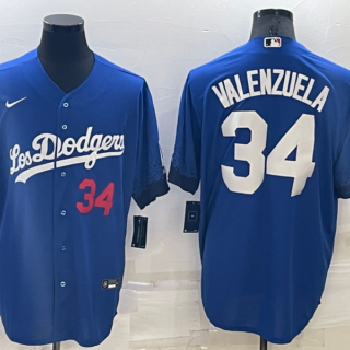 Men's Los Angeles Dodgers #34 Toro Valenzuela Royal City Connect Cool Base Stitched Baseball Jersey