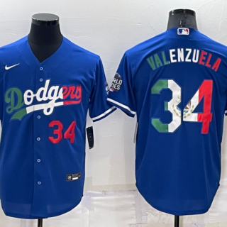 Men's Los Angeles Dodgers #34 Toro Valenzuela Royal Mexico Cool Base Stitched Baseball Jersey